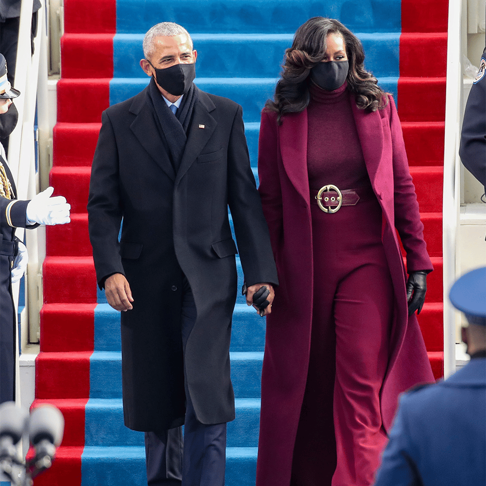 Michelle Obama e Barack Obama Tapete Azul